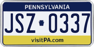 PA license plate JSZ0337