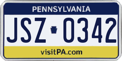 PA license plate JSZ0342
