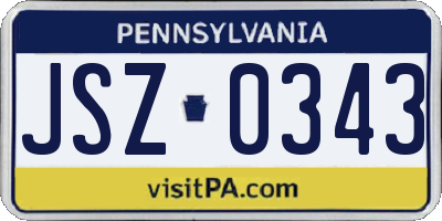 PA license plate JSZ0343