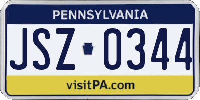 PA license plate JSZ0344