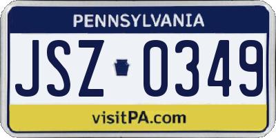 PA license plate JSZ0349