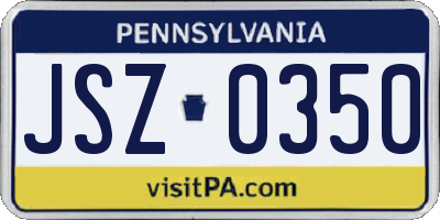 PA license plate JSZ0350
