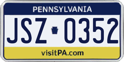 PA license plate JSZ0352