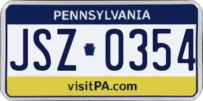PA license plate JSZ0354