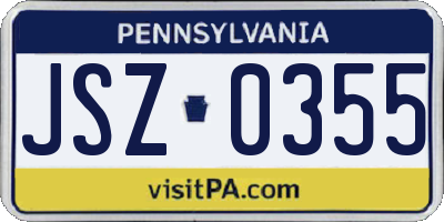 PA license plate JSZ0355