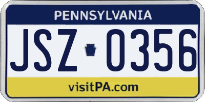 PA license plate JSZ0356
