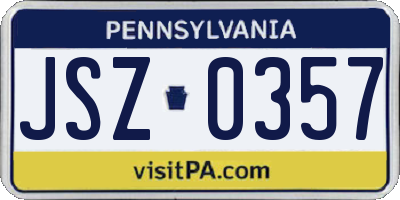 PA license plate JSZ0357