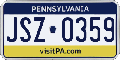 PA license plate JSZ0359