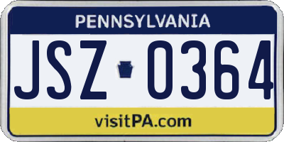 PA license plate JSZ0364