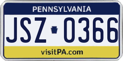 PA license plate JSZ0366