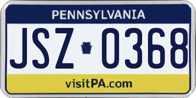PA license plate JSZ0368