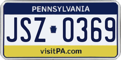 PA license plate JSZ0369