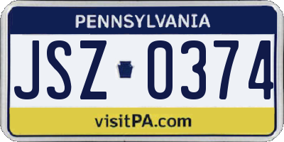 PA license plate JSZ0374