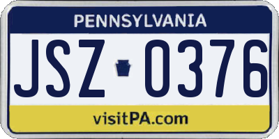 PA license plate JSZ0376