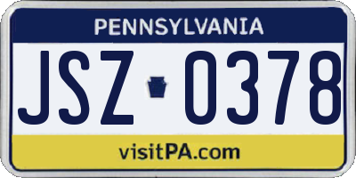 PA license plate JSZ0378