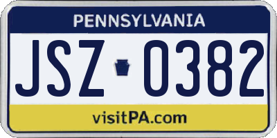 PA license plate JSZ0382