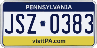 PA license plate JSZ0383