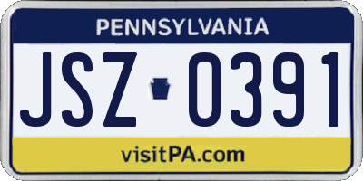 PA license plate JSZ0391