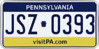 PA license plate JSZ0393