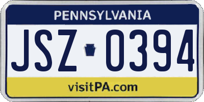 PA license plate JSZ0394