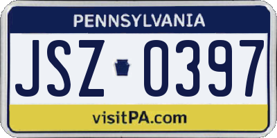 PA license plate JSZ0397