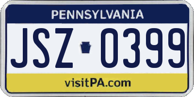 PA license plate JSZ0399