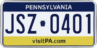 PA license plate JSZ0401