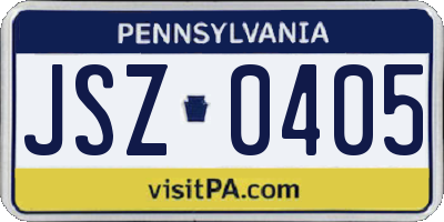 PA license plate JSZ0405