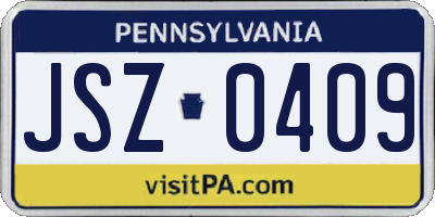 PA license plate JSZ0409