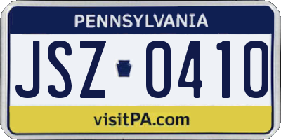 PA license plate JSZ0410