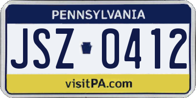 PA license plate JSZ0412