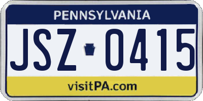 PA license plate JSZ0415