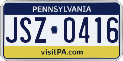 PA license plate JSZ0416