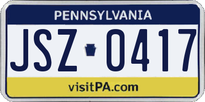 PA license plate JSZ0417