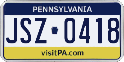 PA license plate JSZ0418