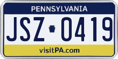 PA license plate JSZ0419