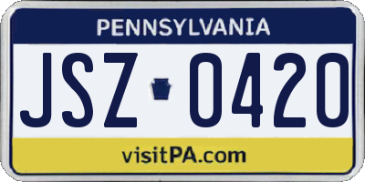 PA license plate JSZ0420
