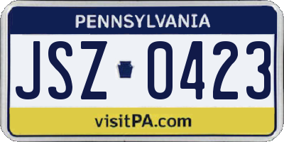 PA license plate JSZ0423