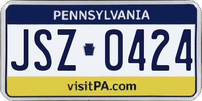 PA license plate JSZ0424