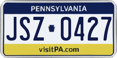PA license plate JSZ0427