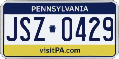 PA license plate JSZ0429