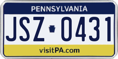 PA license plate JSZ0431
