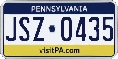 PA license plate JSZ0435