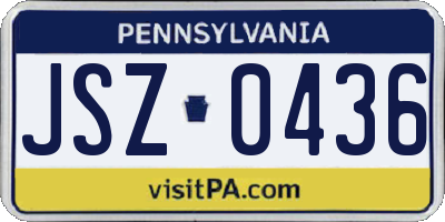 PA license plate JSZ0436