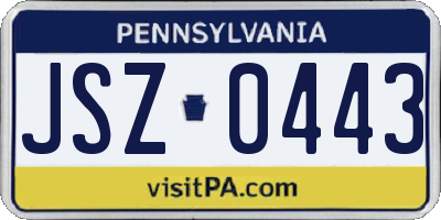 PA license plate JSZ0443