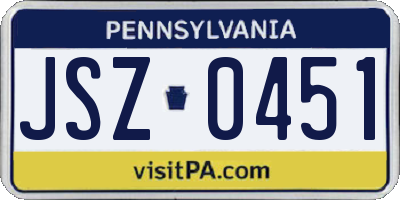 PA license plate JSZ0451