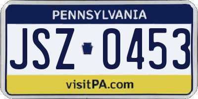 PA license plate JSZ0453