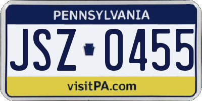 PA license plate JSZ0455