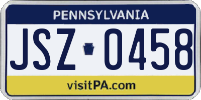 PA license plate JSZ0458