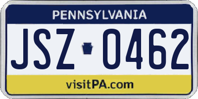 PA license plate JSZ0462
